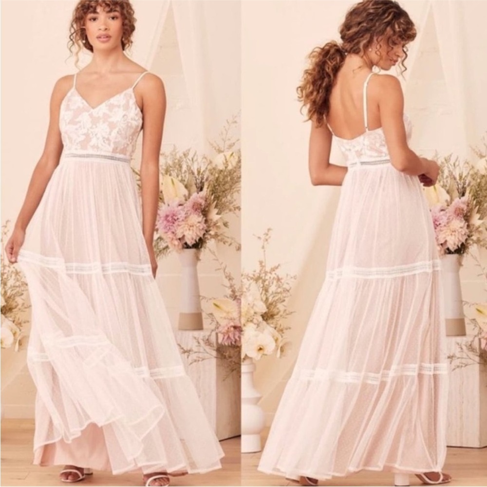 Lulu's Cream and White Tiered Maxi Sundress